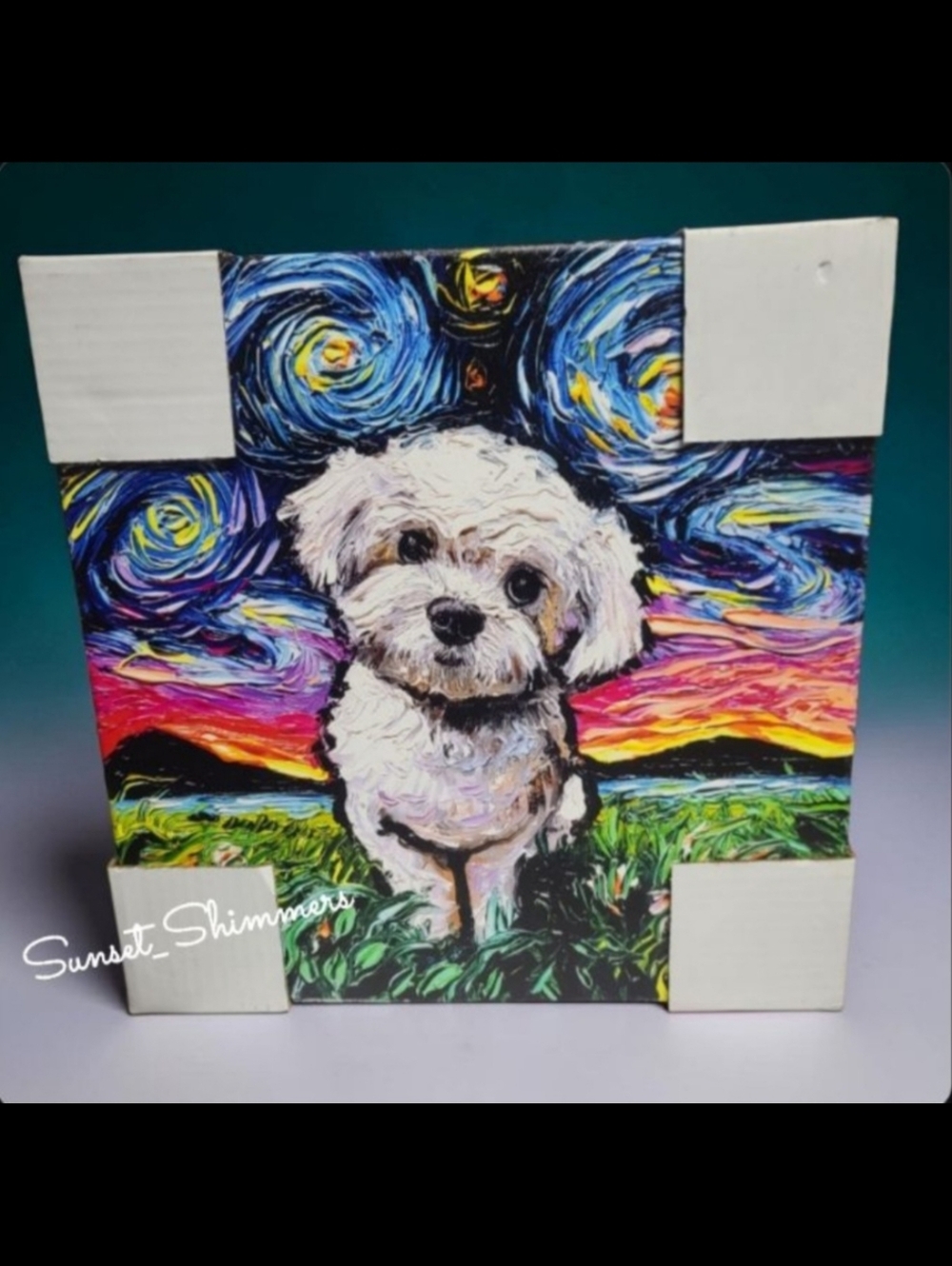 Maltese Toy Poodle DOG Starry Night Themed Canvas Art Print Painting New